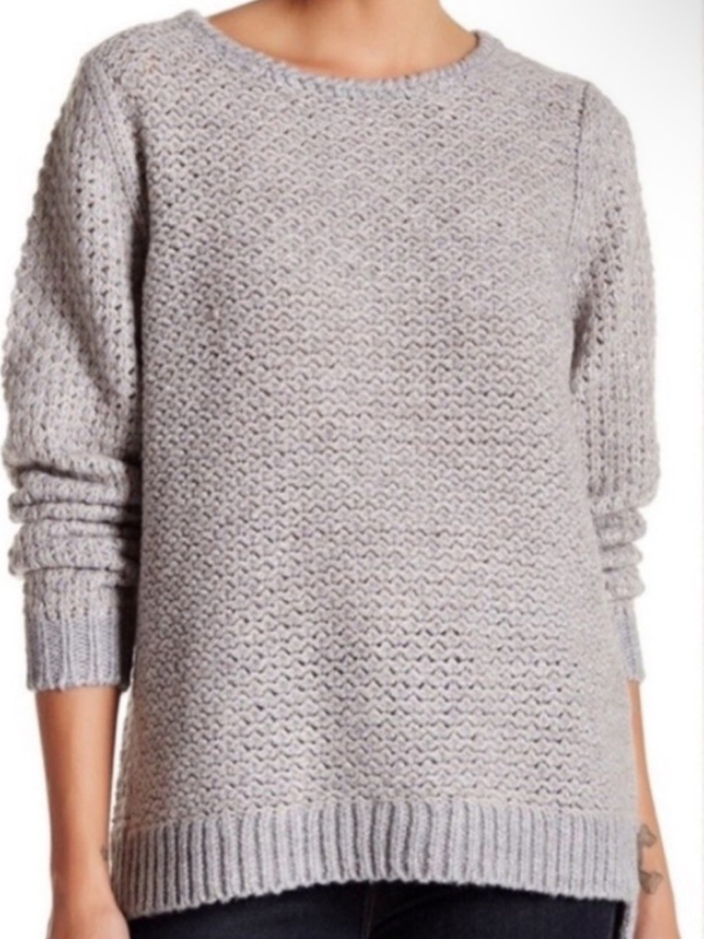 Rebecca Taylor Light Gray Lurex Crewneck Knit Sweater Wool/mohair Blend NWT